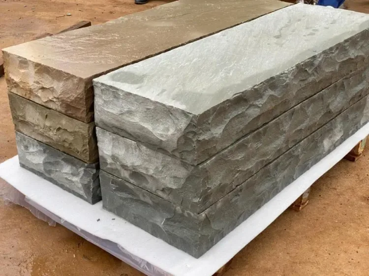 Sandstone Steps — Stacked Two-Tone Step Blocks on Pallet